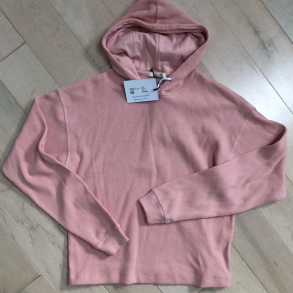 leallo Tops - Leallo waffle cotton stretch hoodie sweatshirt